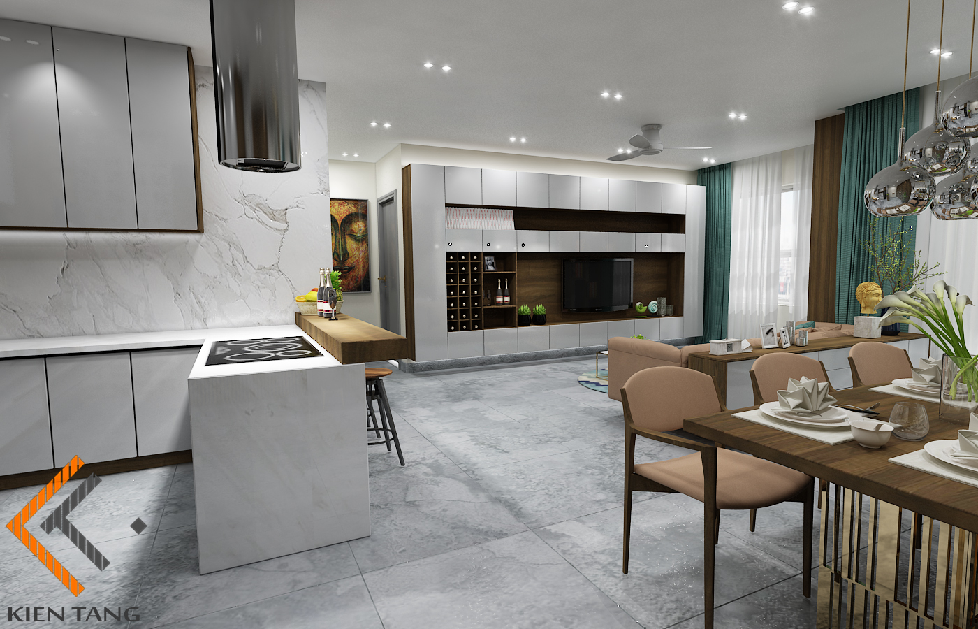 Nội thất căn hộ The Rich Star, nội thất Kiến Tầng